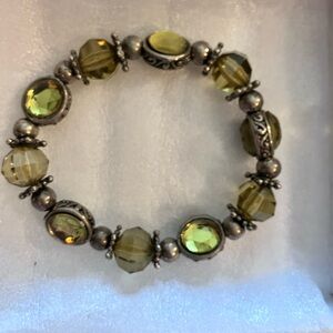 Fun green and silver elastic bracelet